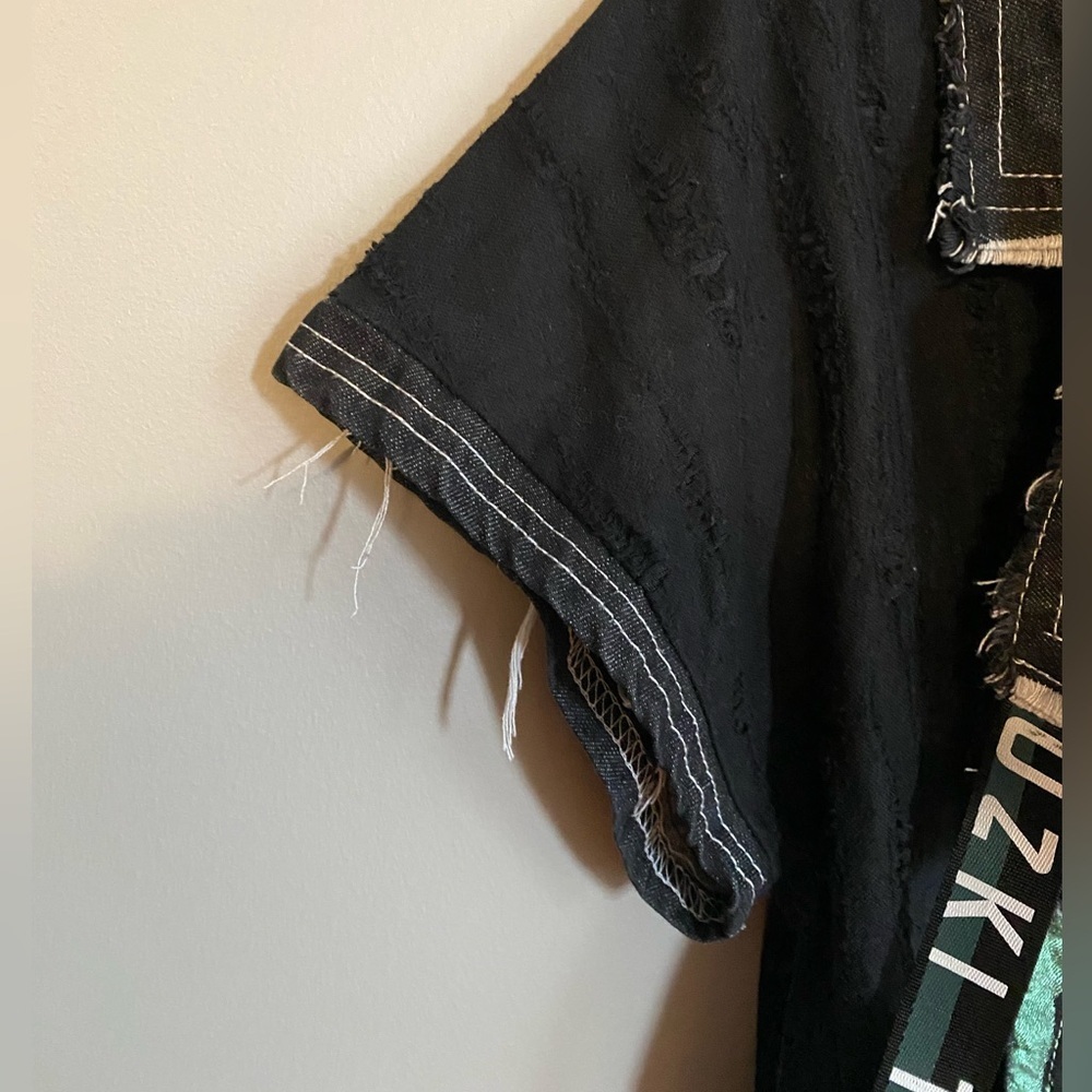 TUZKI Raw Edge Distressed Denim Top Jacket Vest - Picture 4 of 13